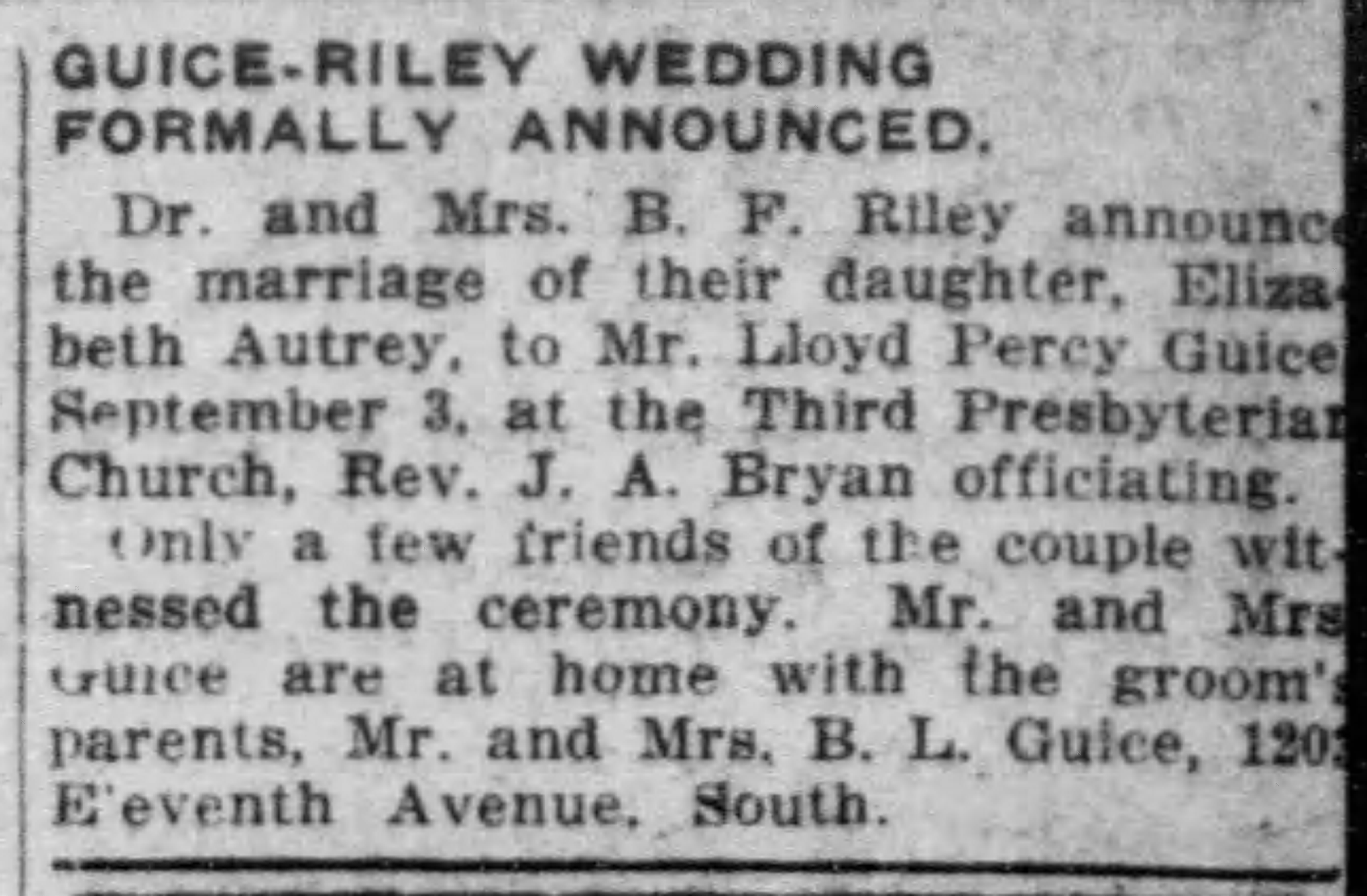 Elizabeth Autrey-Lloyd Percy Guice